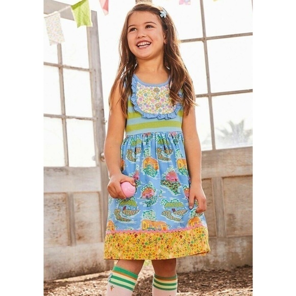 Matilda Jane Home Sweet Home Dress Size 4 Bib Ruffle Front - Picture 1 of 9